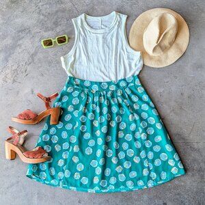 The Limited Green Abstract Circle Pattern A-Line Mini Skirt small